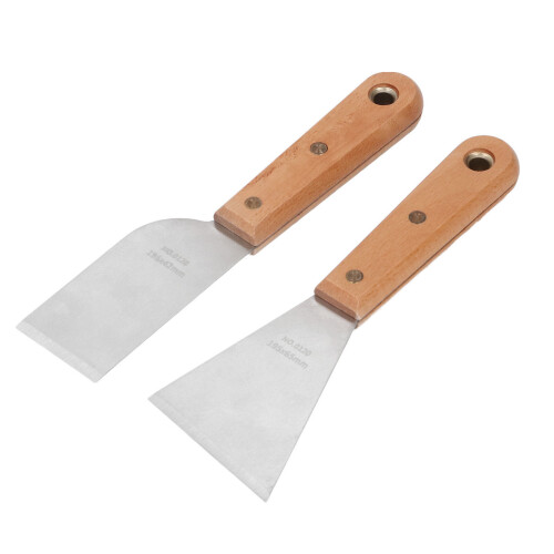 2Pcs Stainless Steel Putty Scraper with Wood Handle 2