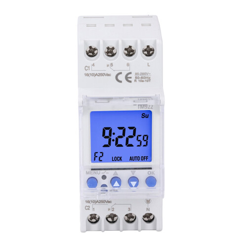 DIN-Schaltuhr 2-fach LCD LED 7-Tage programmierbar 2