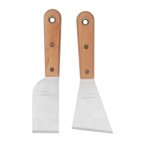 2Pcs Stainless Steel Putty Scraper with Wood Handle 1