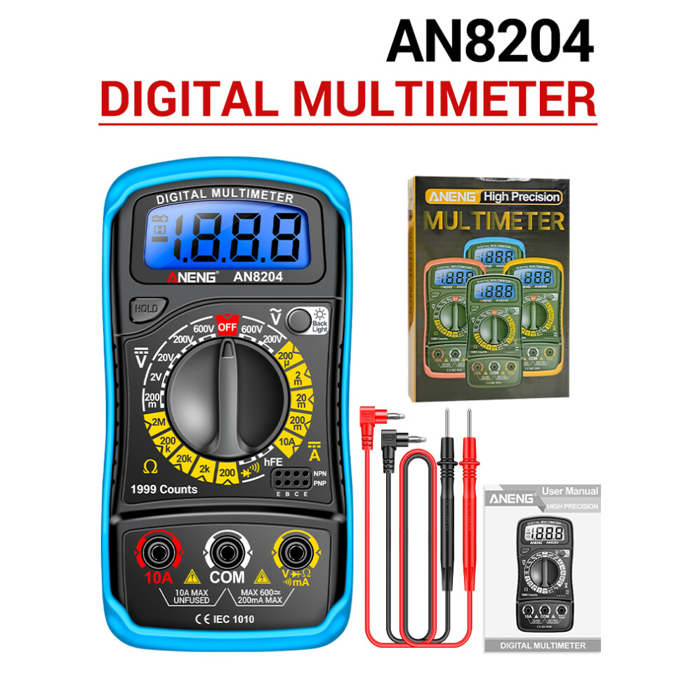 Multimeter 1999 Counts Ac/Dc Current Resistance Diode Buzzer Lcd 323163272887