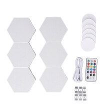 6x Hex RGB LED-Wandleuchte 13 Farben USB