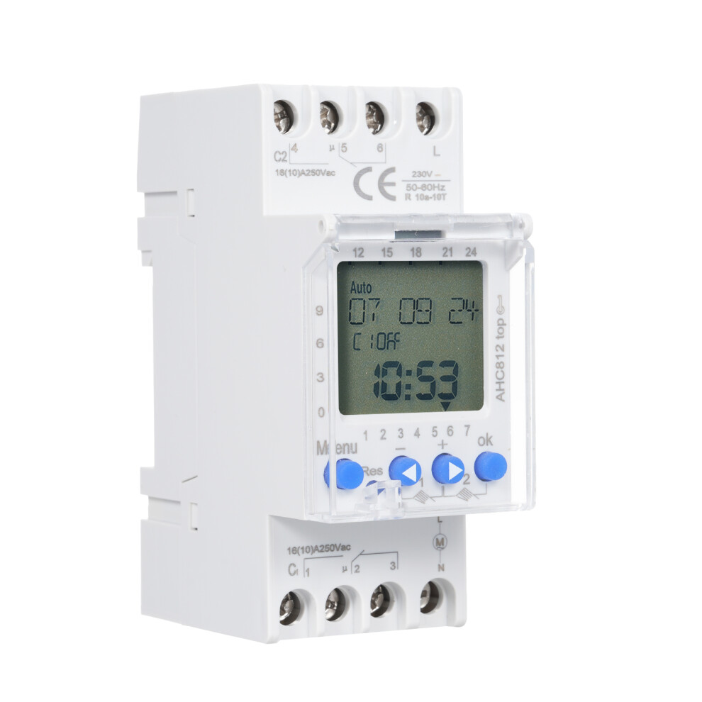 2 Channel Timer Switch 230V 16A Weekly Programmable Din Rail Mount 323163276588