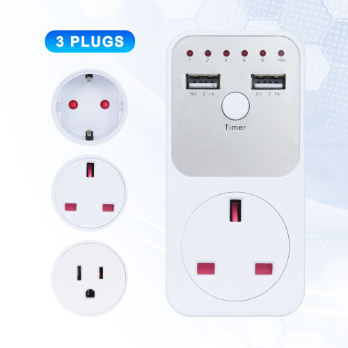 2900W Timer-Steckdose Überspannungsschutz Dual USB UK 2