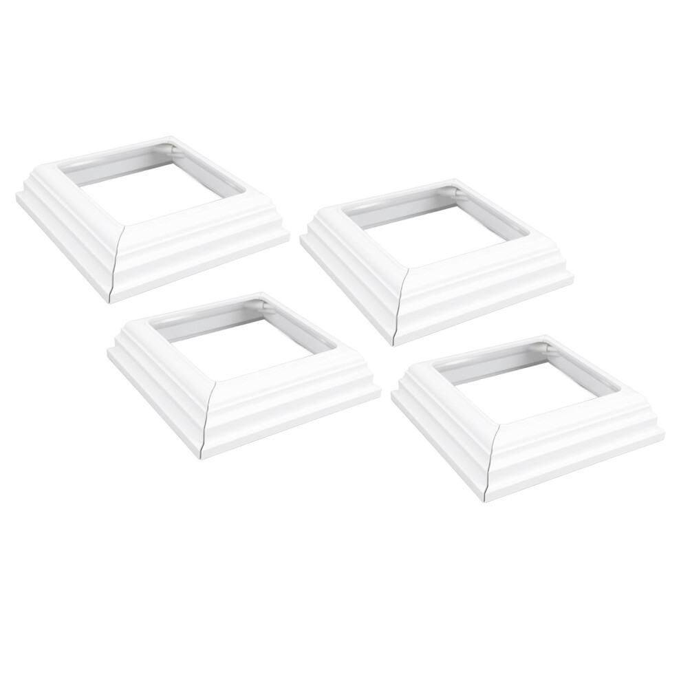 Post Skirt 4 Pack, 4X4 Inch White Post Base Cover, Split Fence Post Sleeve For Porch Handrails, White Post Trim 9393856479825