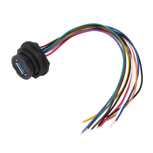 16 Pin Snap USB3.0 Connector 0.2m Wire IP67 Panel Mount 2