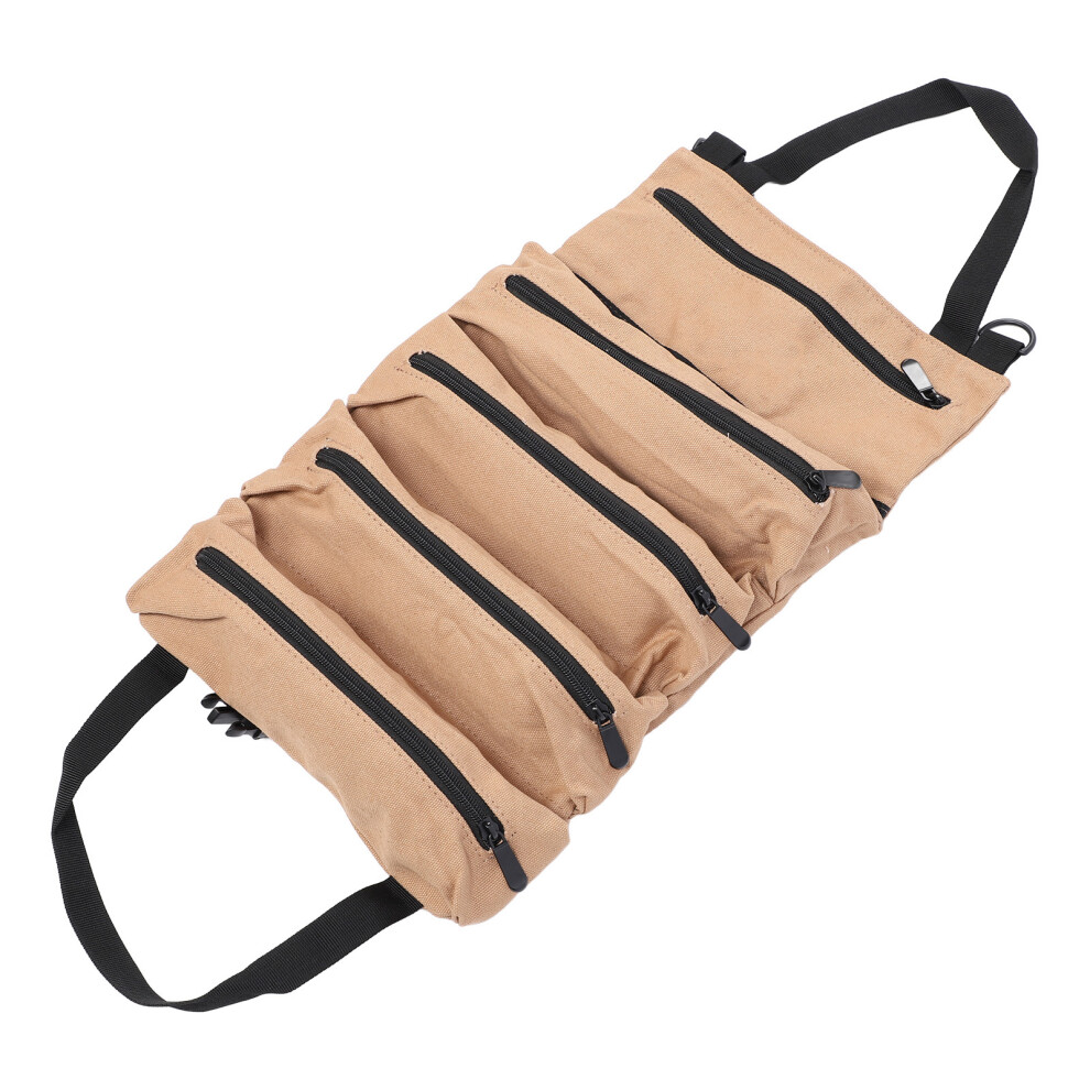Roll Up Tool Bag 5 Pocket Canvas Organizer Portable 323163280394