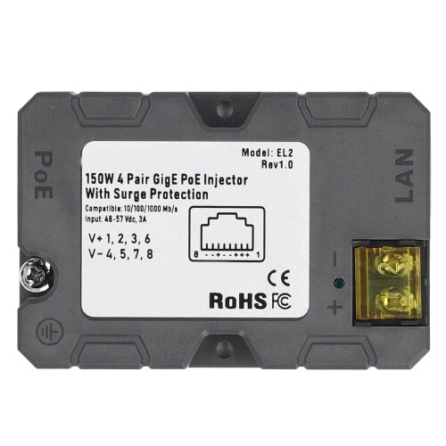 PoE Injector 150W GigE 48-57V 3A Passive