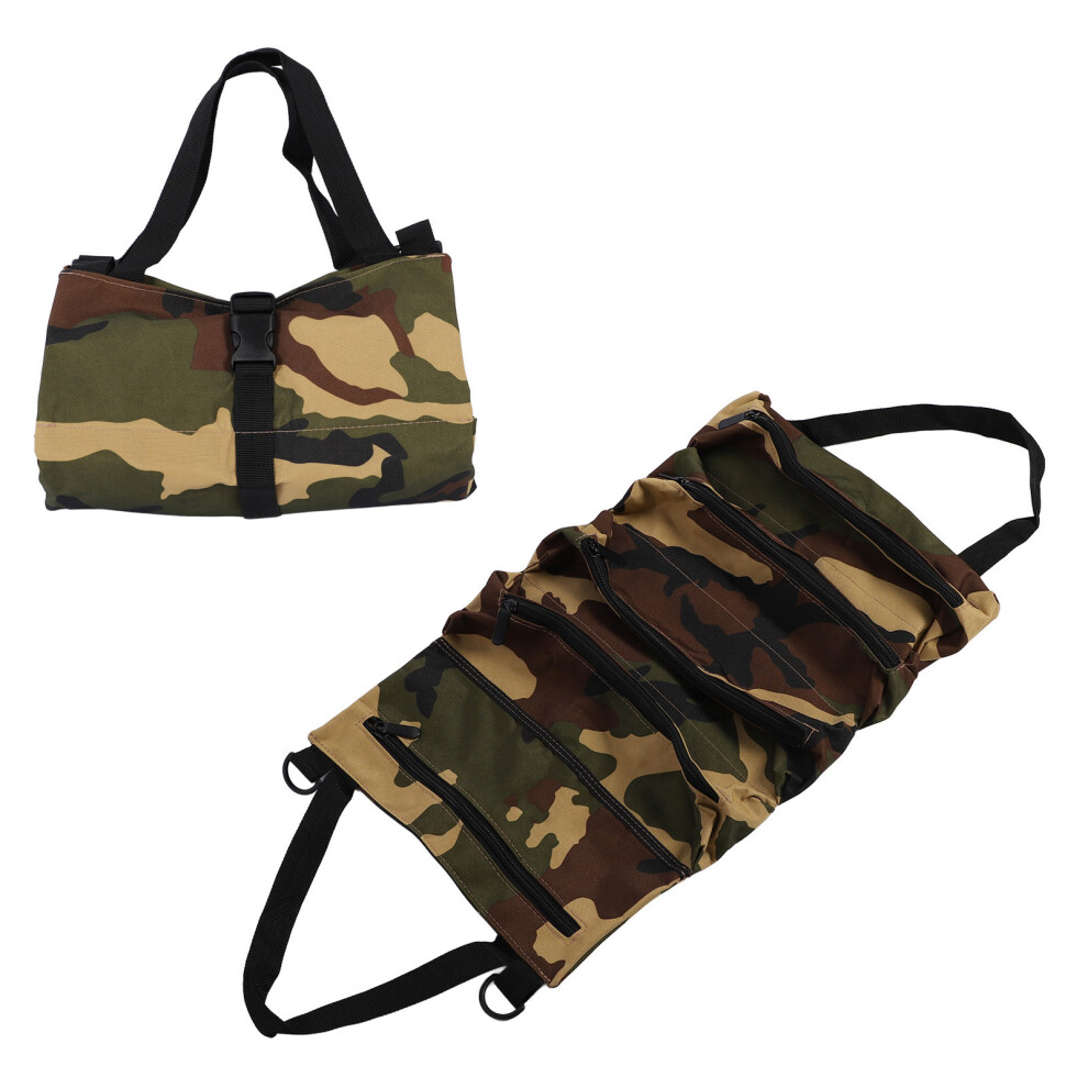 Heavy Duty Roll Up Tool Bag 5 Compartments Canvas Camouflage 323163280707