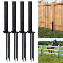 4Pack Thickened Fence Post Repair Stakes Kit Heavy Duty Iron Brackets, Ground Spikes For Tilted Or Broken Wooden Posts