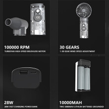 Handheld Jet Fan 100,000RPM Brushless Motor Duct Fan High Power