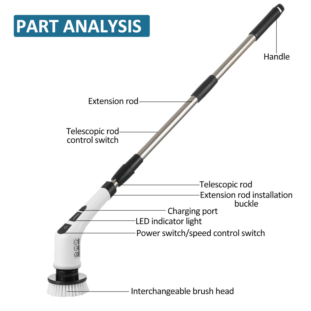 Cordless Electric Spin Scrubber 7 Heads 3 Sizes 2 Speeds-image-OPC-PMBXVTW-NEW