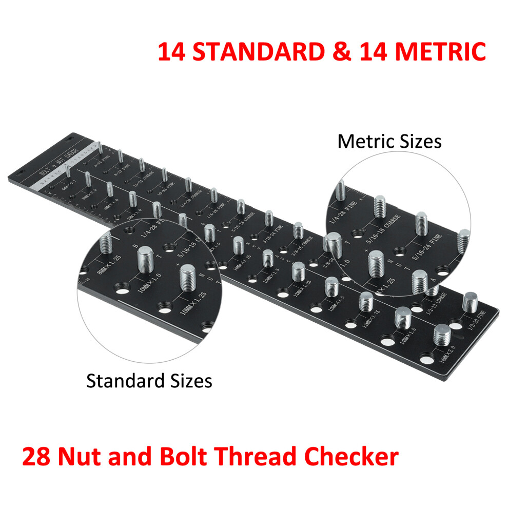 Thread Checker 28 Nut Bolt Gauge 14 Standard Metric 323163286013