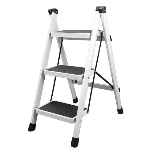 Folding Step Stool Non Slip 3 Step Ladder 220lb Capacity Kitchen 1