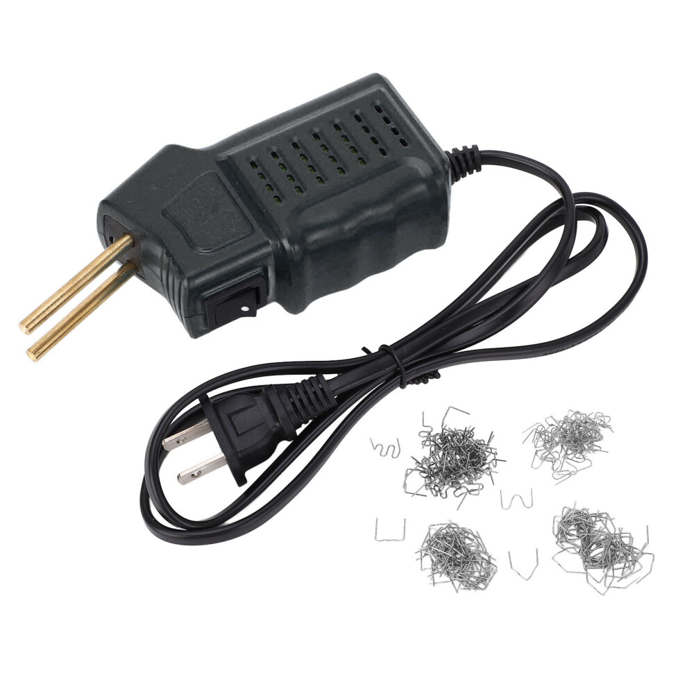 (Black) Portable Mini Plastic Welder With 200 Nails Hot Stapler Repair Kit 323163287096