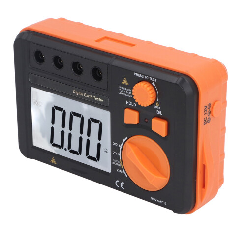 Digital Earth Resistance Tester 0.01-2000Ω 200V LCD Backlit 1