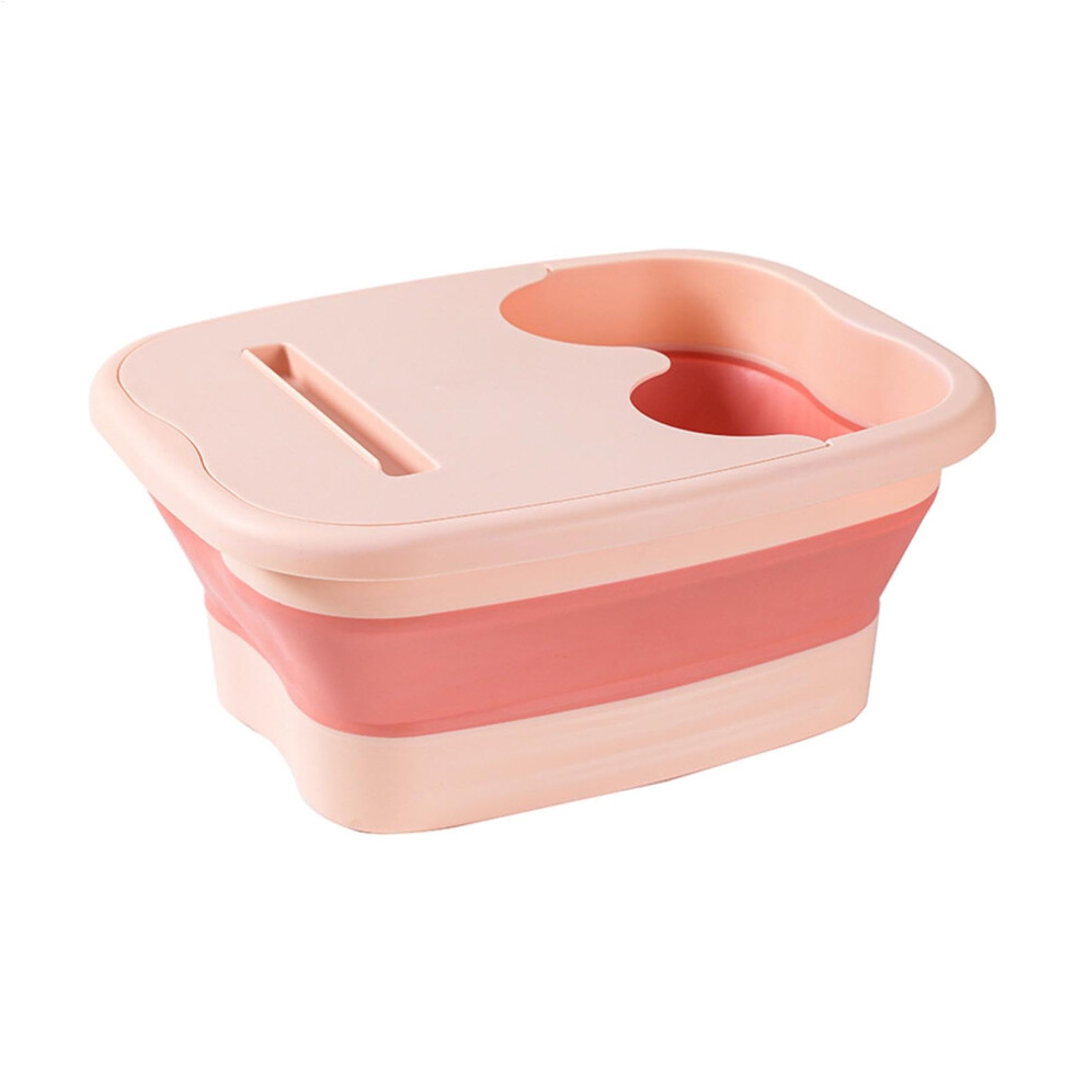 Foot Bath With Lid And Massager Foldable Foot Bath Compact Pink Tub For Foot Stress Relief
