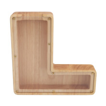 L-förmige Holz-Buchstaben-Spardose 18x18x3cm Geldbox