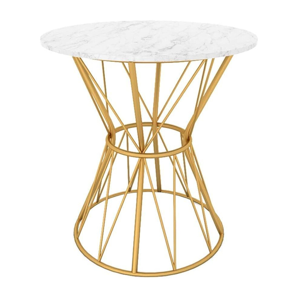 Modern Side Table Marble Top Metal Frame 60x60x65cm For Living Room And Bedroom Sofa And Bedside-image-OPC-PMBXXBY-NEW