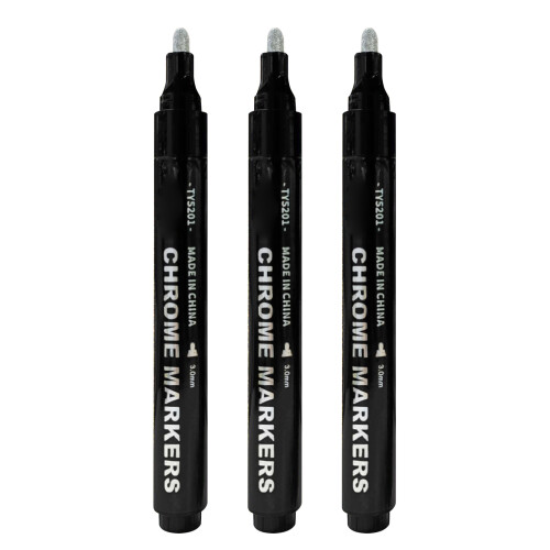 3x Chrom-Lackstifte 0,7+1+3mm Spitze Silber
