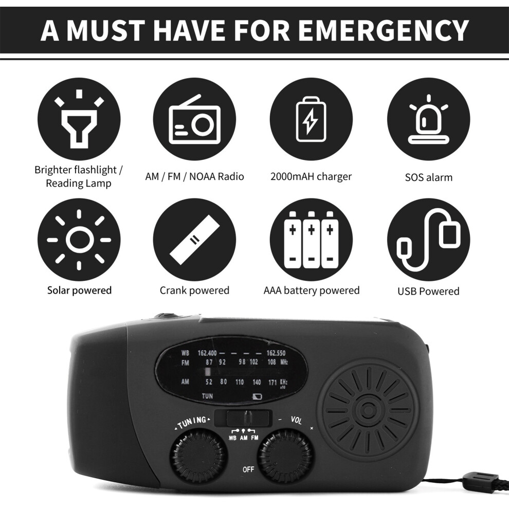 Hand Crank Emergency Radio Led Flashlight Am/Fm Noaa Weather 323163294599