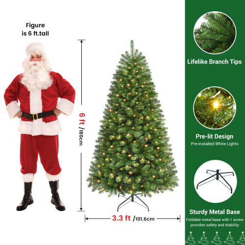 Pre-Lit Christmas Tree with 250 LED Lights 2