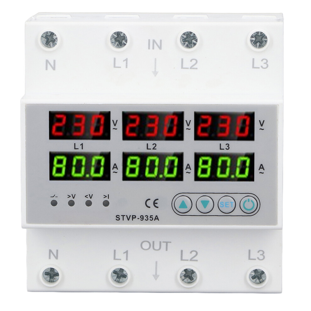 Over Under Voltage Protector 80A 3 Phase Auto Reset Din Rail 323163295640