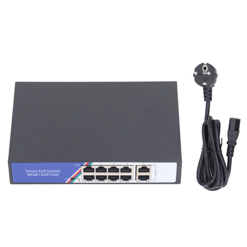(EU Plug) 10-Port PoE Switch 20Gbps Metall 100-240V US