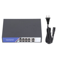 (US Plug) 10-Port PoE Switch 20Gbps Metall 100-240V US