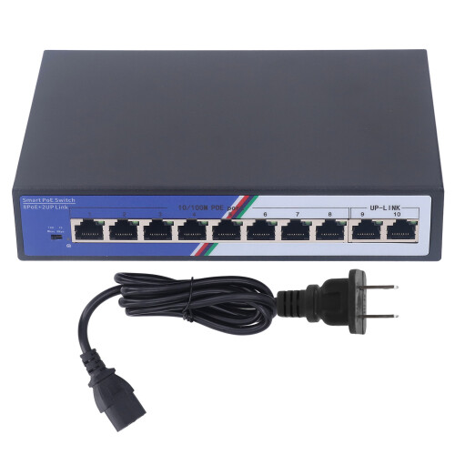 (US Plug) 10 Port Gigabit POE Switch 2Gbps Ethernet Unmanaged US-Stecker
