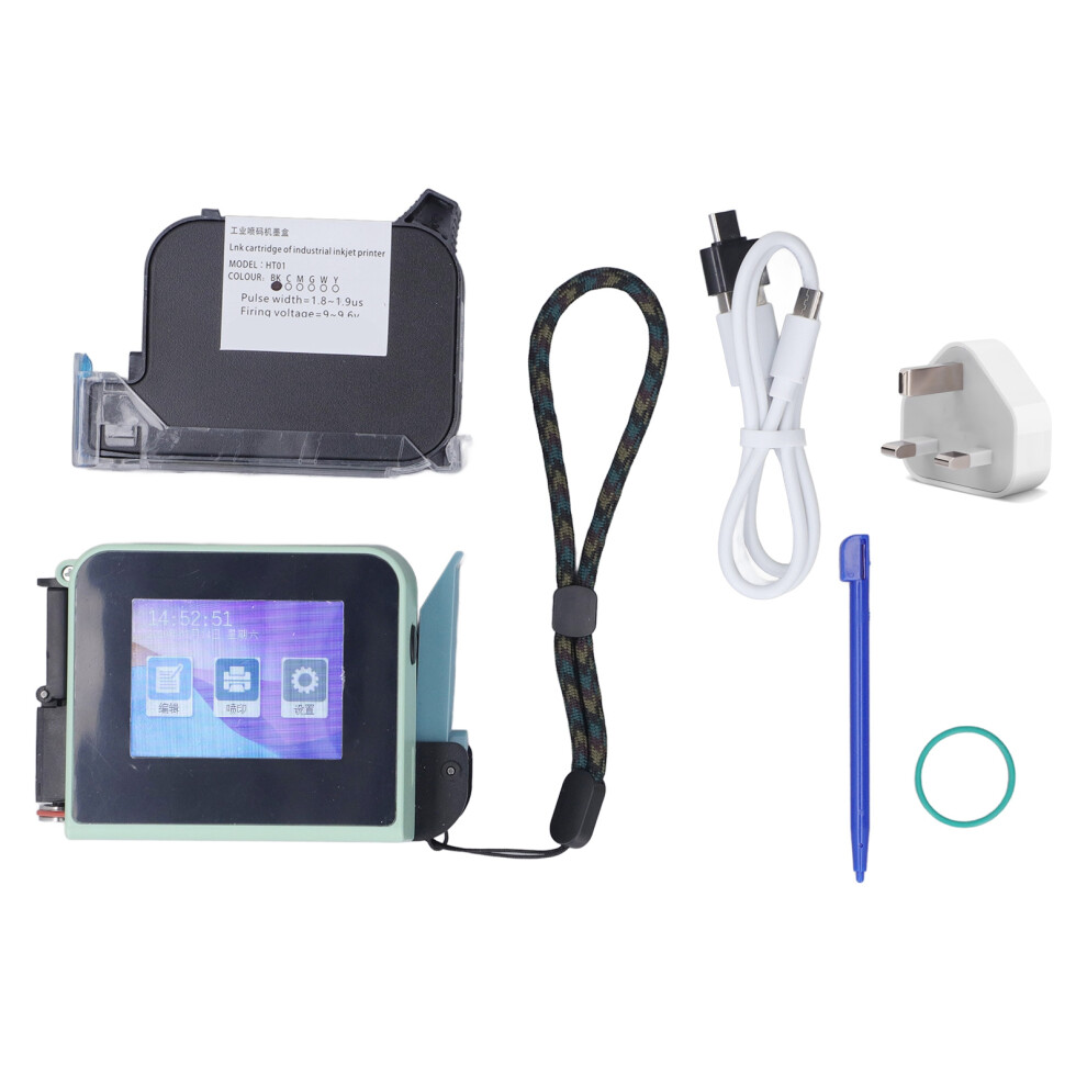 (Uk Plug) Inkjet Printer Cartridge Led Touch Screen Qr Code 100-240V Us Plug 323163296517