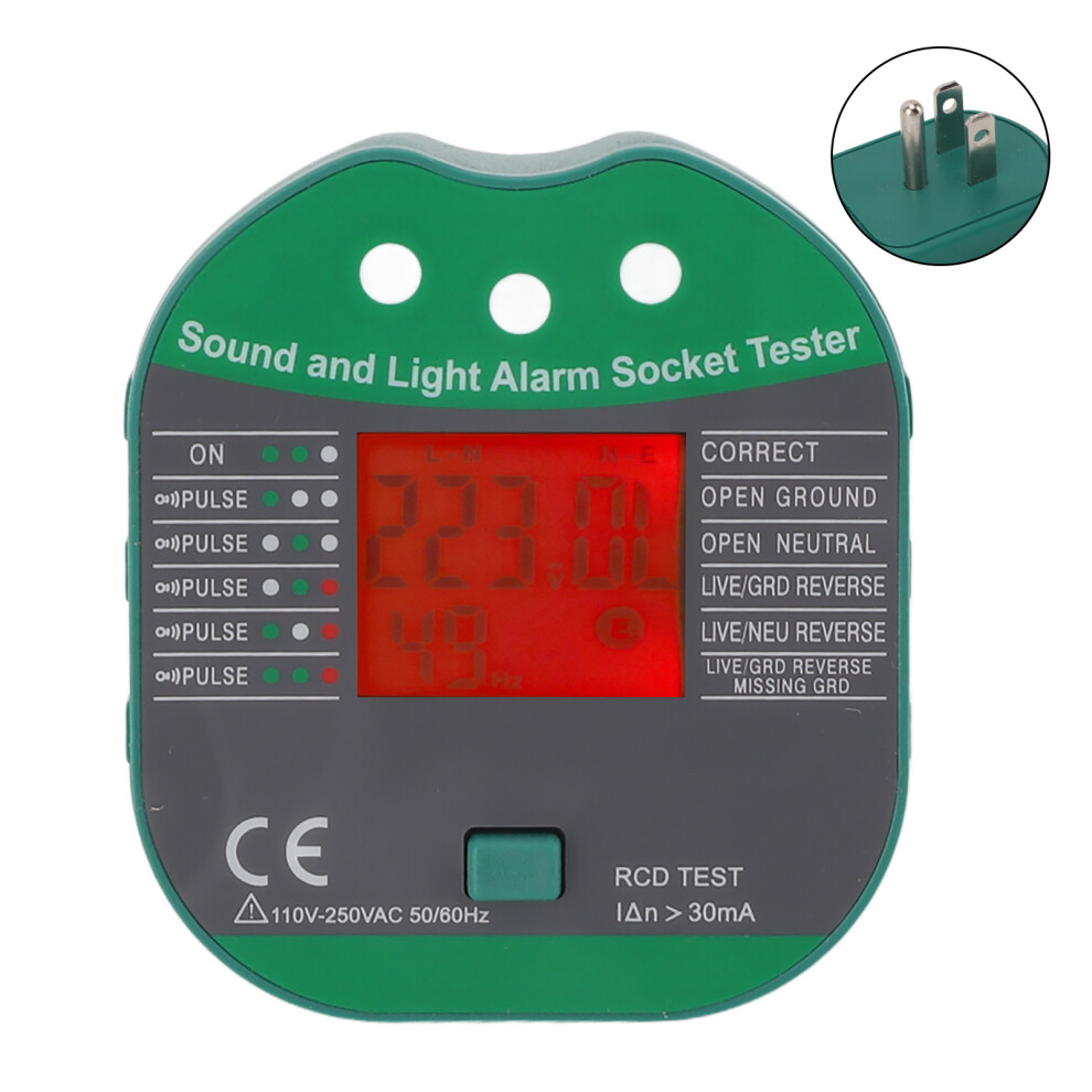 (Us Plug) Socket Tester Electrical Outlet Sound Light Alarm Voltage Detector 323163296623