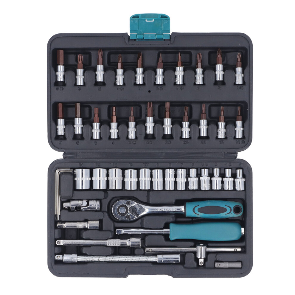46Pcs 1/4 Inch Drive Socket Ratchet Wrench Set Car Repair Tools 323163299075
