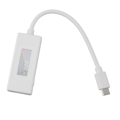 (White) USB-C Tester LCD-Farbbildschirm Spannung Strom
