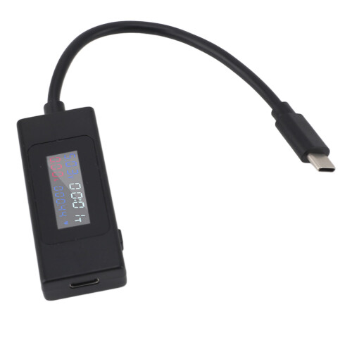 (Black) USB-C Tester LCD-Farbbildschirm Spannung Strom 2