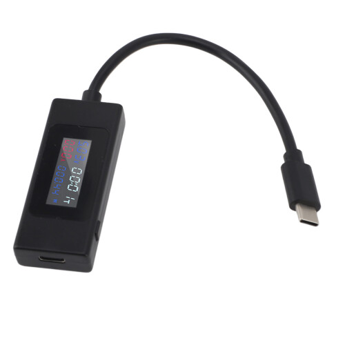 (Black) USB-C Tester LCD-Farbbildschirm Spannung Strom 1