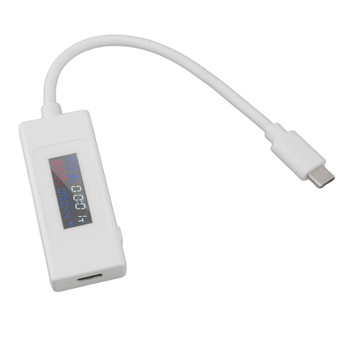 (White) USB-C Tester LCD-Farbbildschirm Spannung Strom 1
