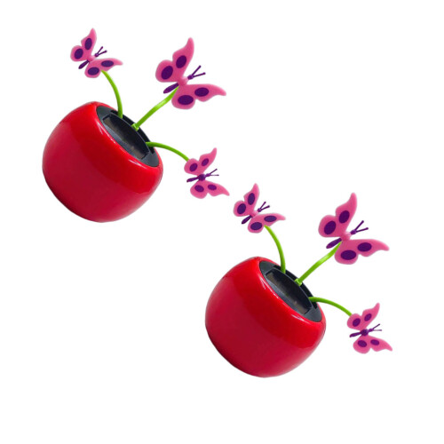 2Pcs Design Car Ornament Decoração Solar Swing ABS Para Interior 2