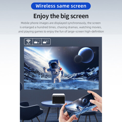 Mini Projector Wireless 170in Mirroring Keystone Correction Speaker 1