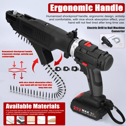 Lithium Electric Drill Chainscrew Converter Cordless Nailer 2