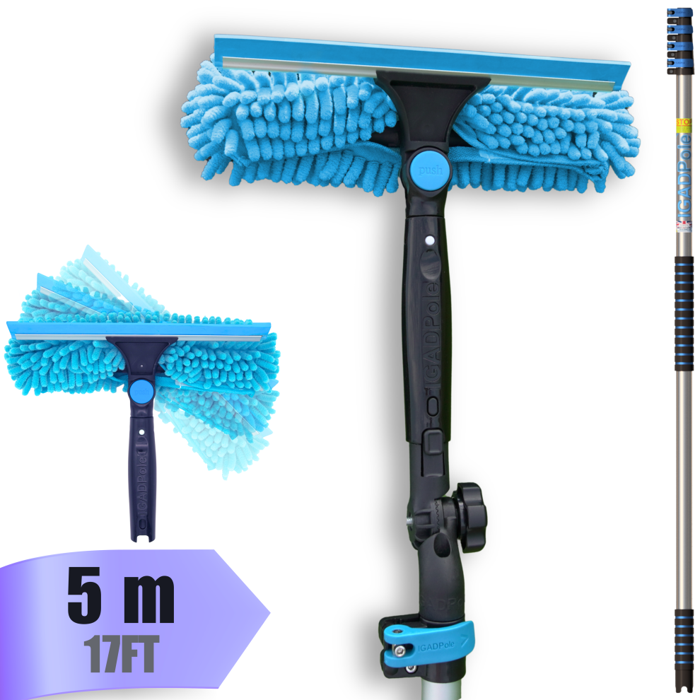 IGAD - Window Cleaning Kit - Extension Pole and Squeegee - 5m - Blue - Image 4