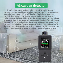 Hand-O₂-Detektor USB, 2,8" TFT, Temp/Feuchte