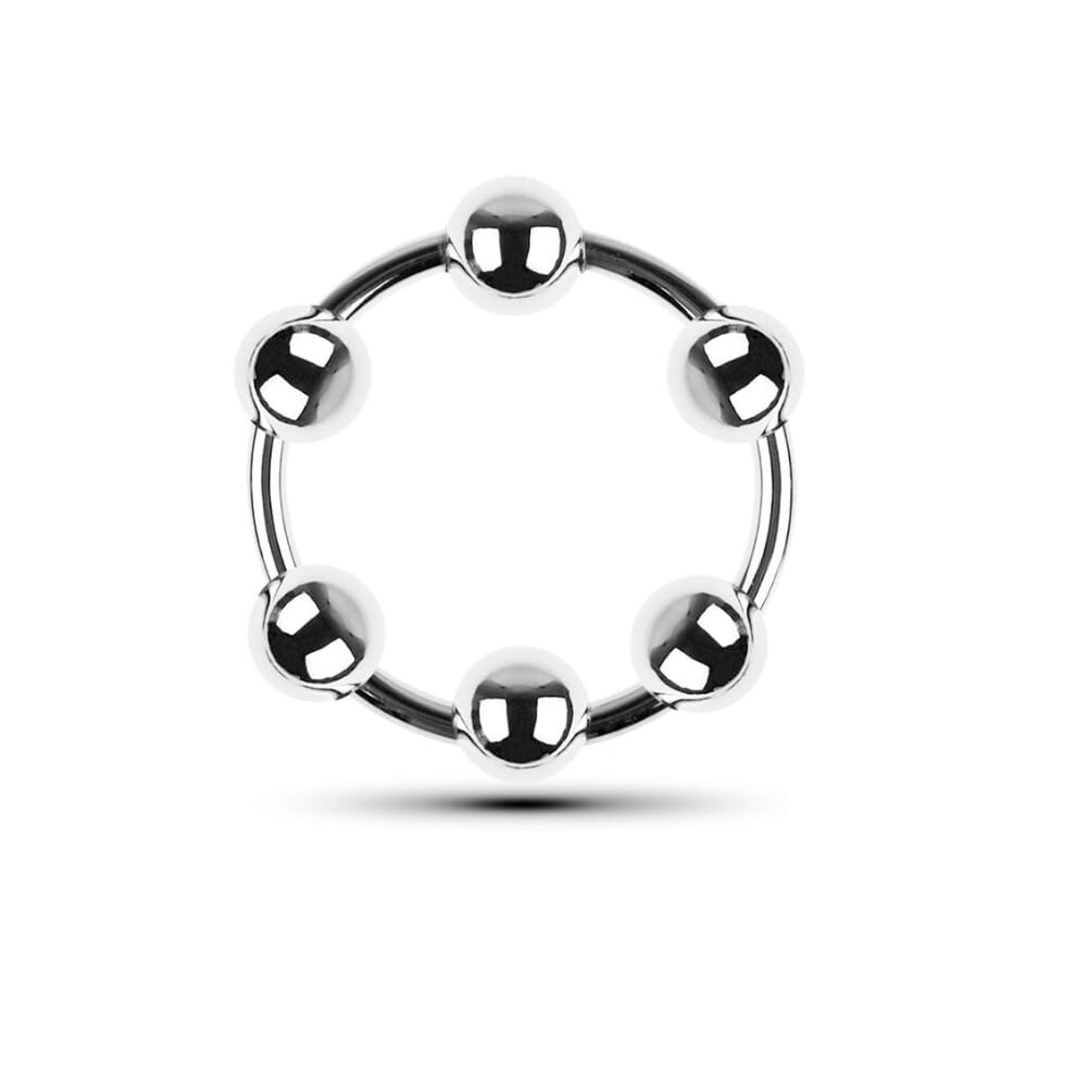 Stainless Steel Metal Penis Ring With Six Beads, 28mm, Foreskin/Glans/Testicle/Scrotum Ring, Cock Ring, Male Sex Toy