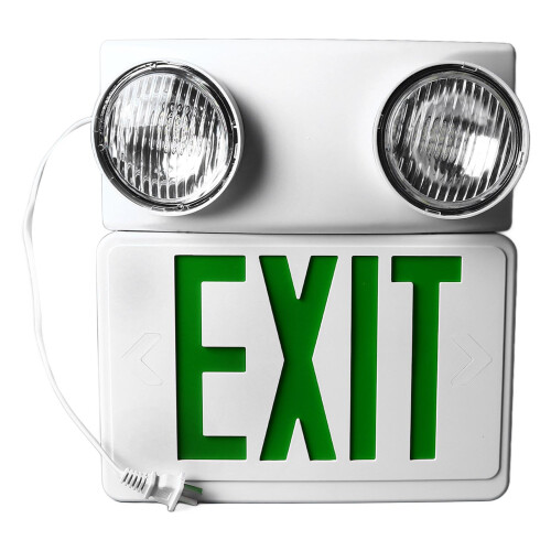 Exit Emergency Light Combo Green Sign Dual Head LED 85-265V