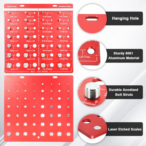 Gewinde-Messlehre 28er Aluminium Maßstab Metrisch/Imperial 2
