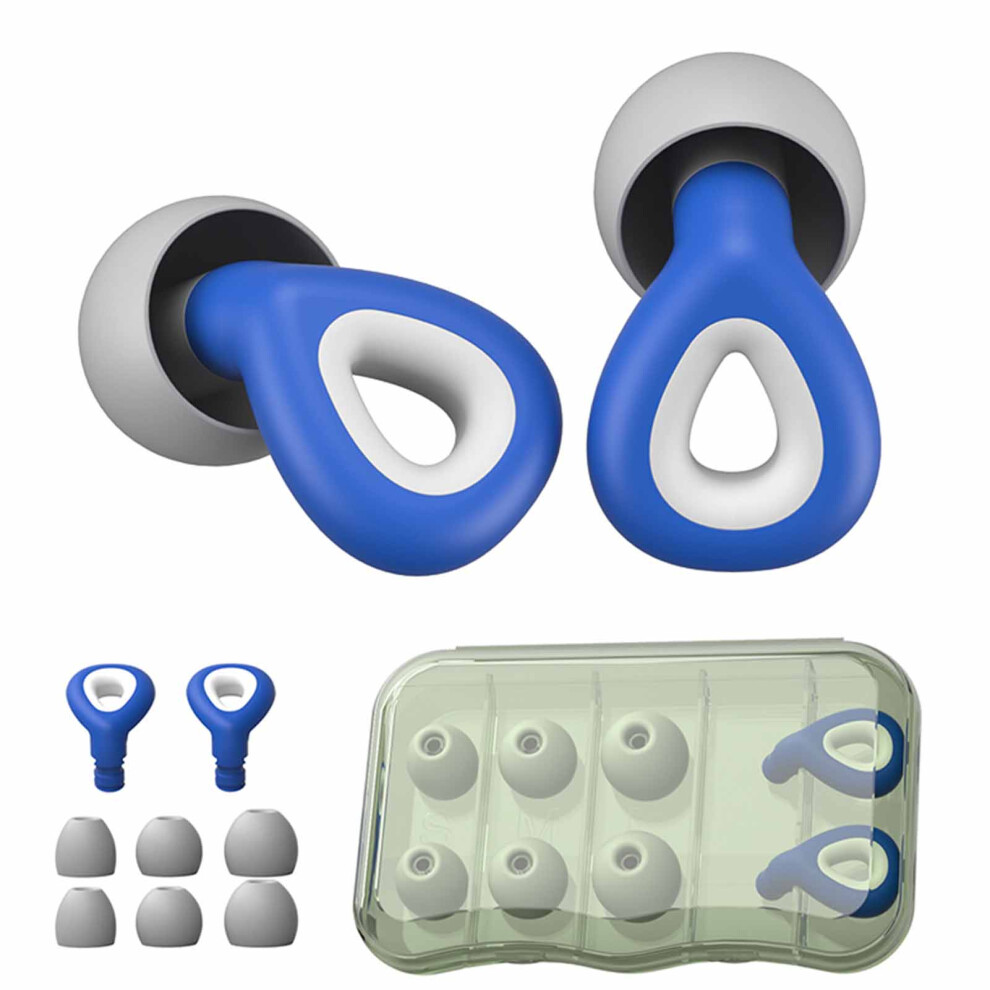(Blue) 1 Pair Noise Cancelling Waterproof Silicone Earplugs Blue 323163304540