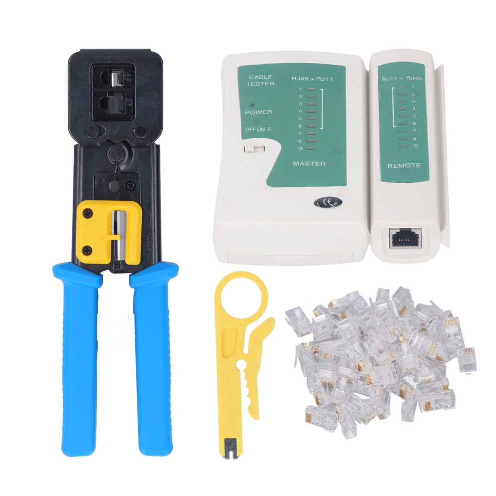 Rj45 Crimp Tool Kit Cat6 Cat5e With Connector Tester Stripper 323163305745