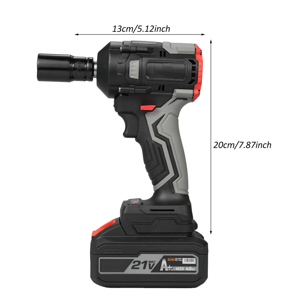 21V Cordless Impact Wrench 350N.m Brushless 1/2" 4.0Ah Battery Charger 323163307442