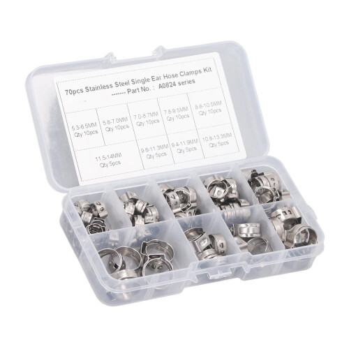 70tlg. Edelstahl Schlauchschellen-Set 9 Größen 2