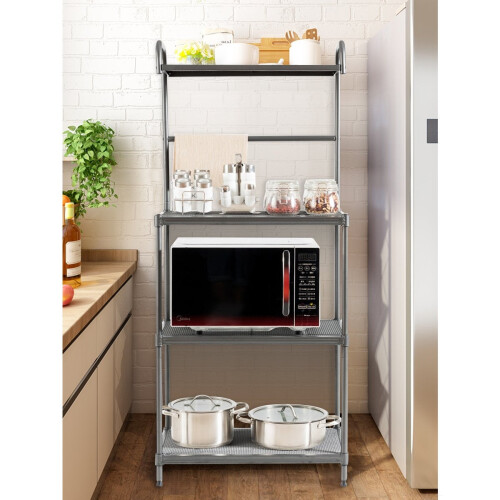 Kitchen shelf 4 shelves adjustable microwave holder household shelf standing shelf