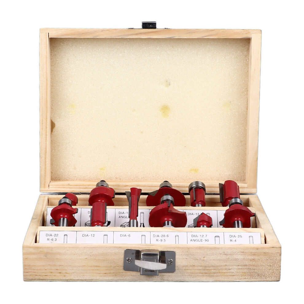 12Pcs Router Bit Carbide Round Nose Chamfer Dovetail Woodworking